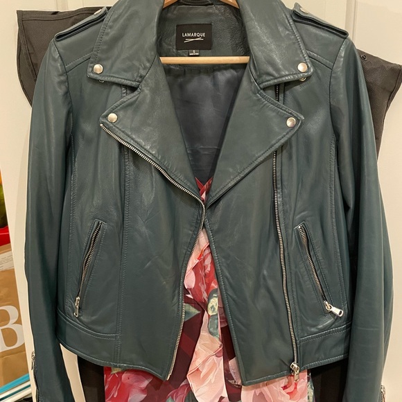 Deep Teal Italian Leather jacket - Picture 2 of 6